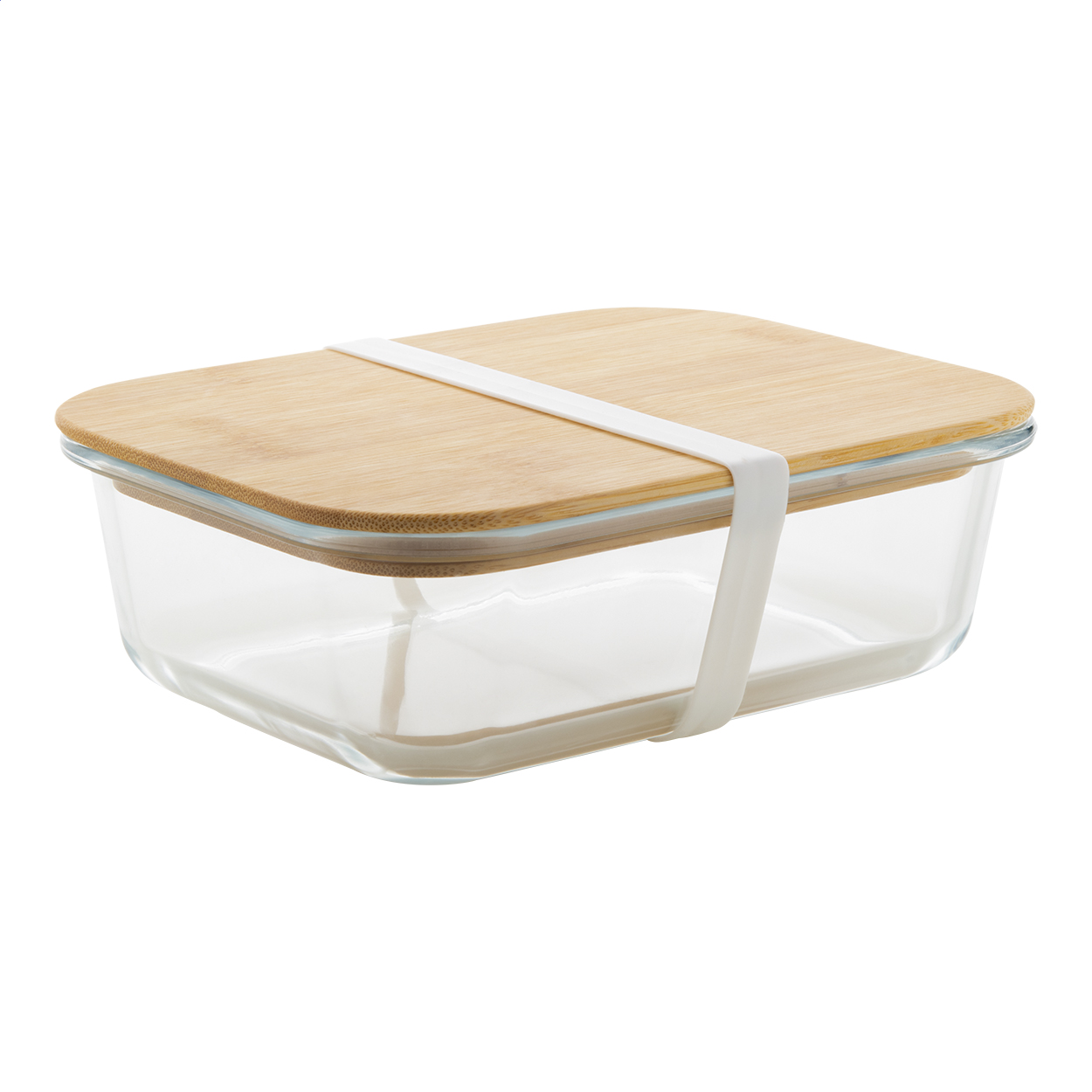 Vittata glazen lunchbox met bamboe deksel, 800 ml, met logo