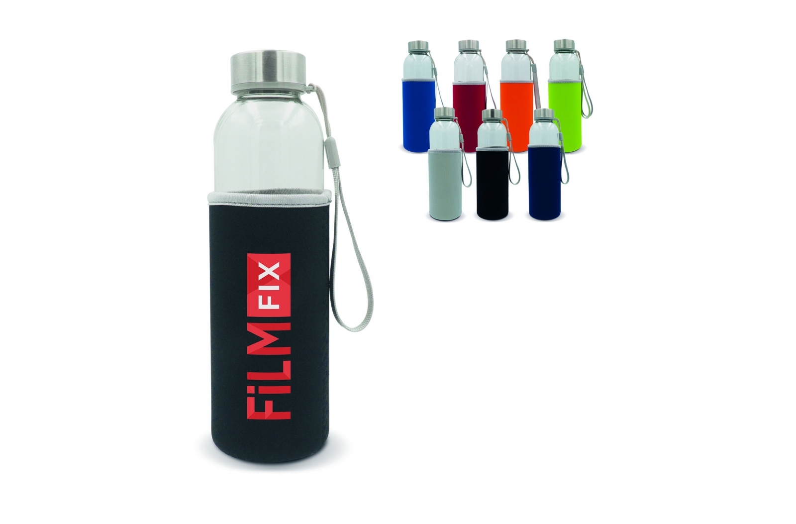 Glazen waterfles met hoes 500ml - Harelbeke