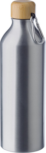 Aluminium waterfles met bamboe dop - Diepenbeek