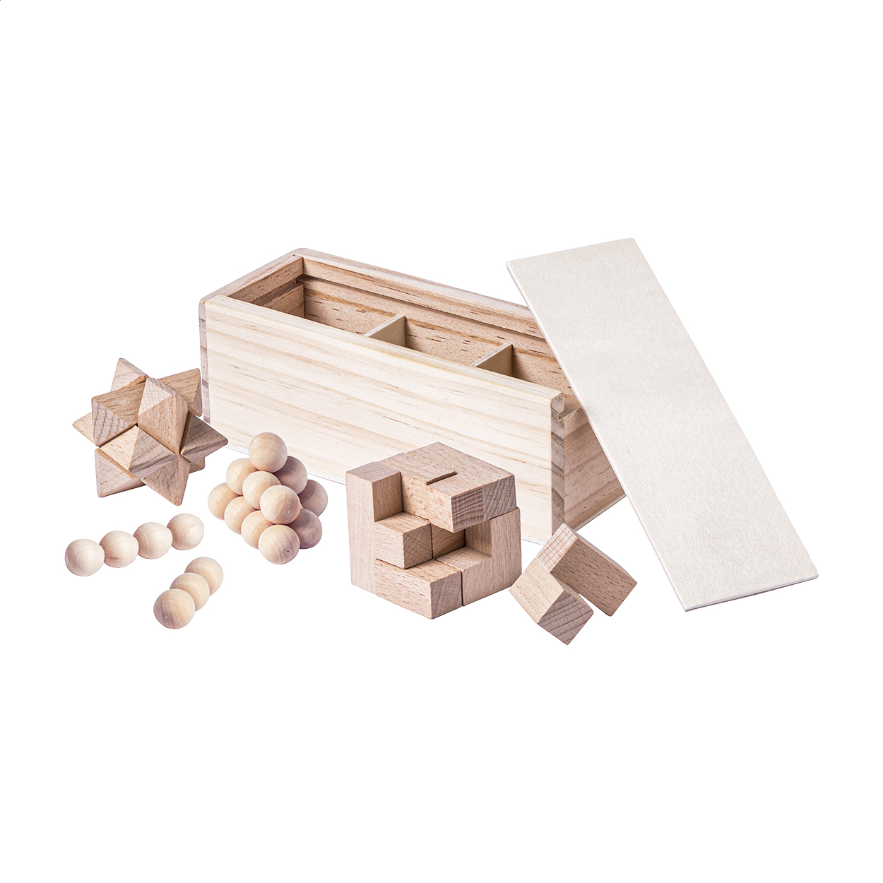 Houten Magische Puzzelset - Schelle bedrukken met logo