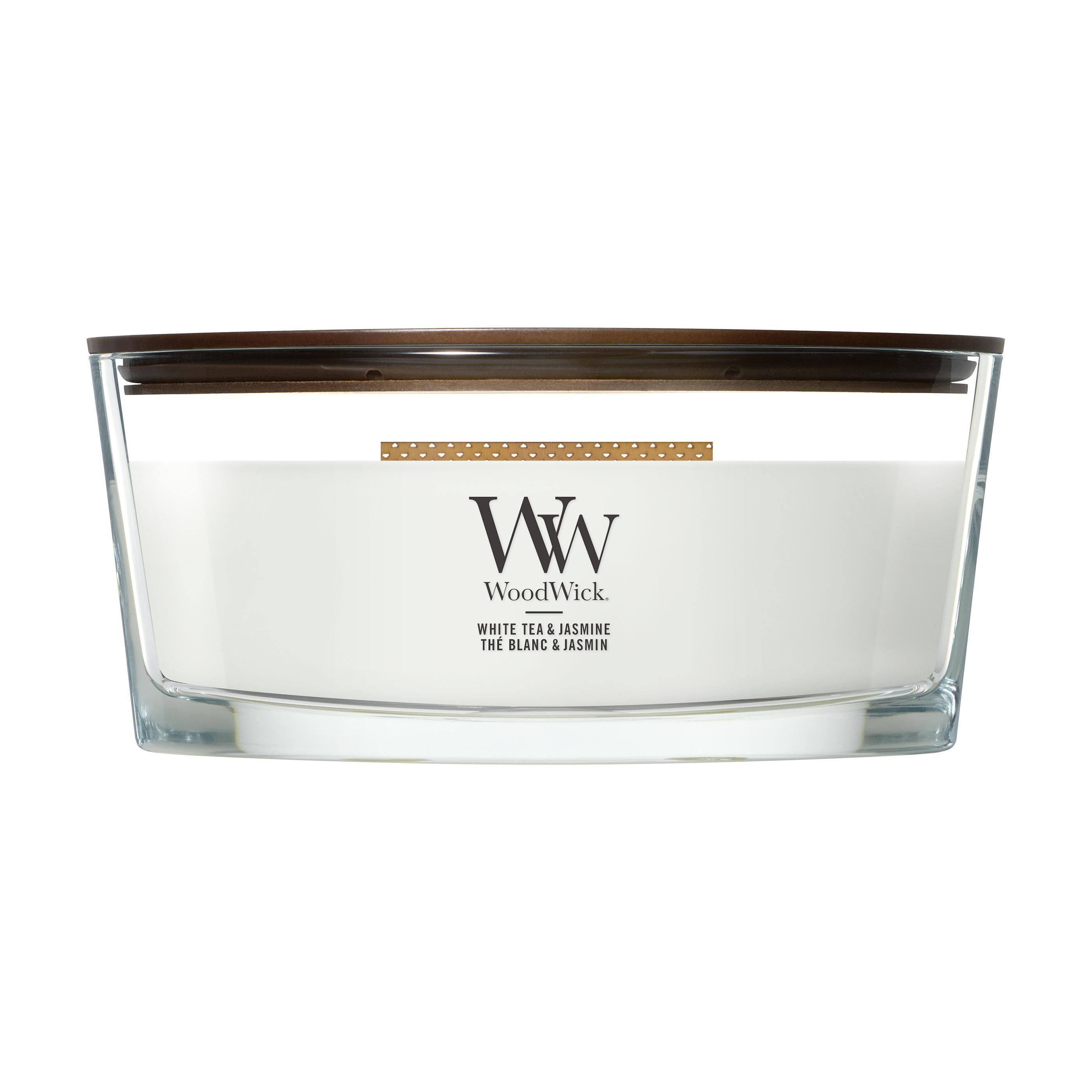 WoodWick Witte Thee & Jasmijn Ellipse geur kaars bedrukken met logo