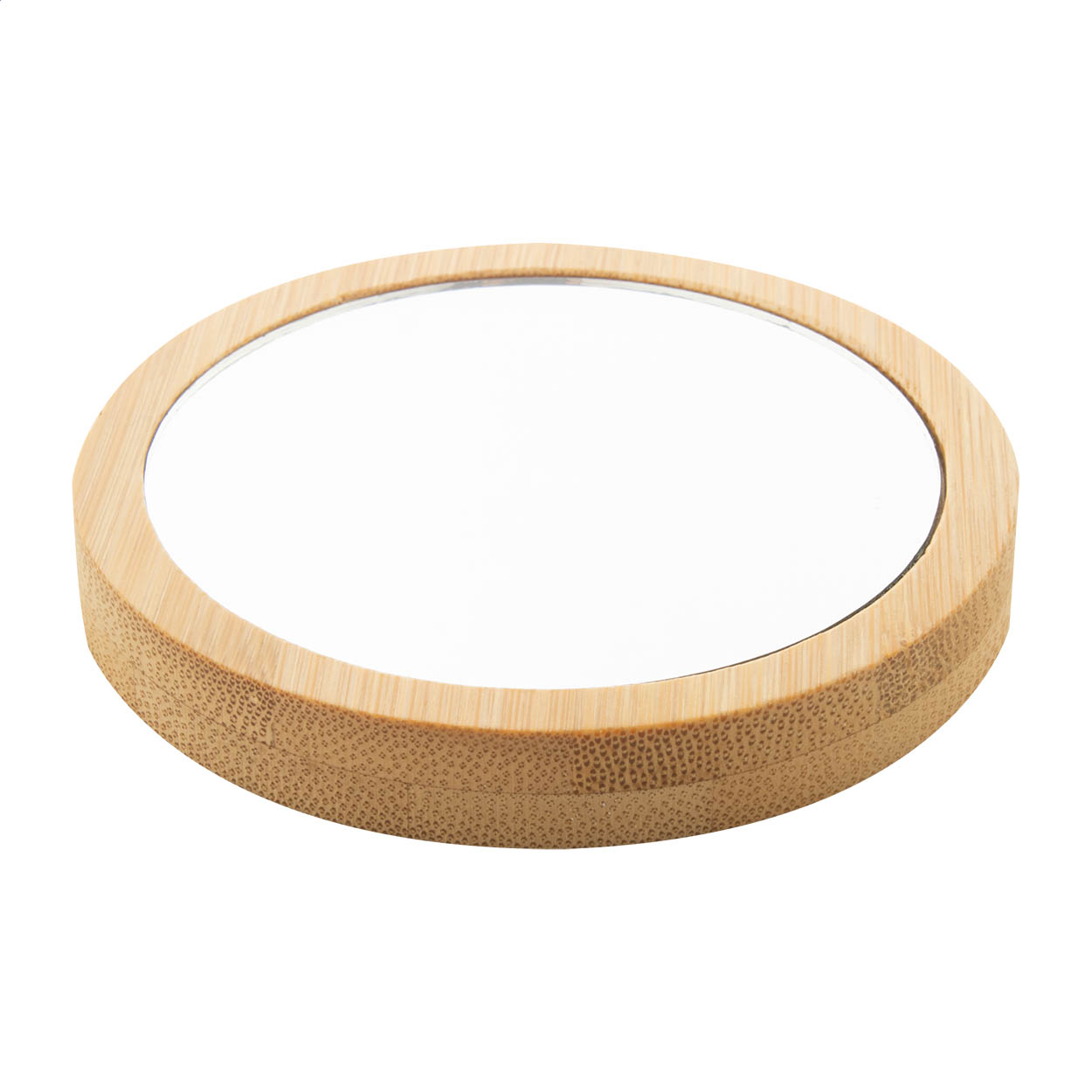 Makeboo ronde zakspiegel van bamboe met logo, handig voor onderweg bedrukken met logo