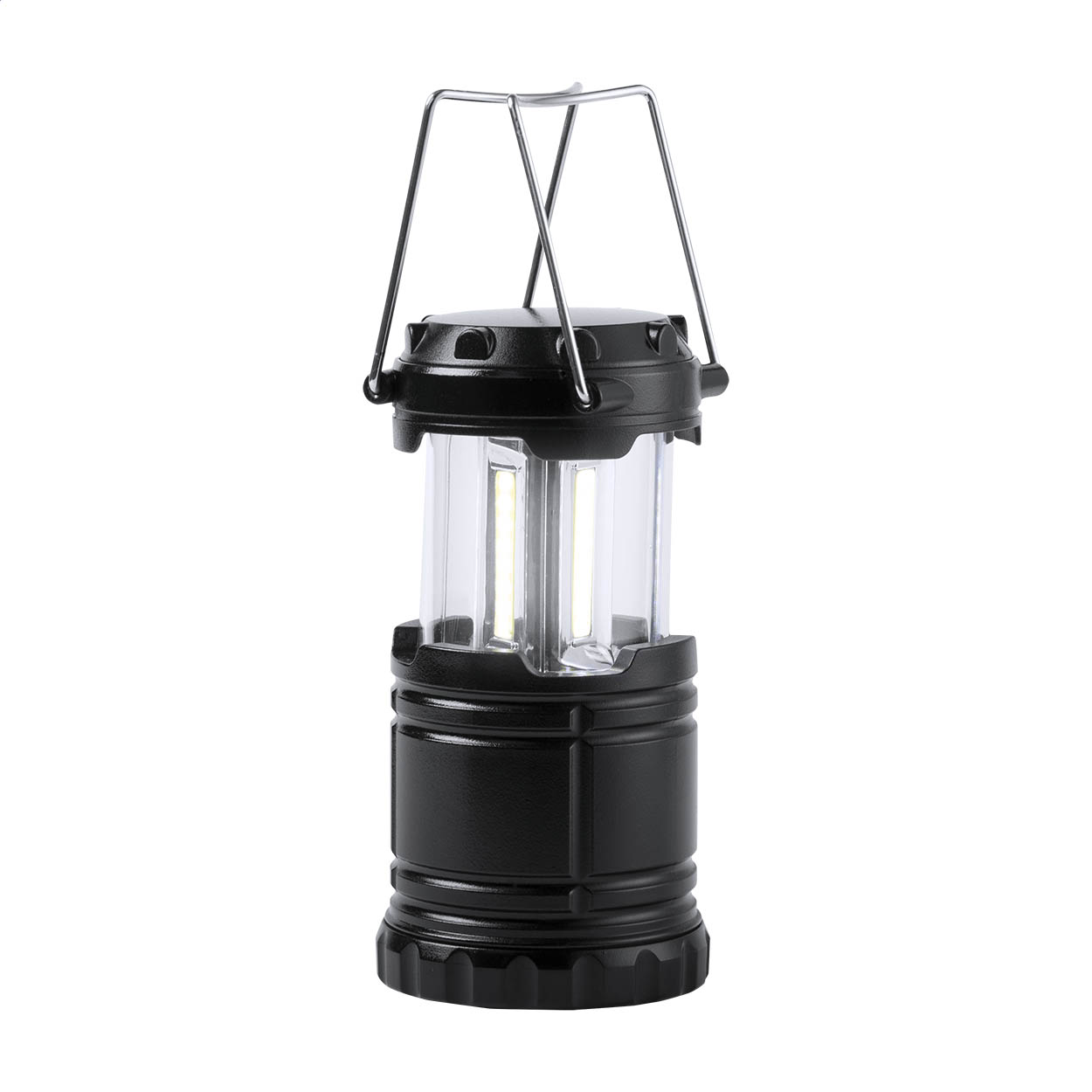 Francis campinglamp met 30 LED's in 3 COB-lampjes en metalen handvat bedrukken met logo