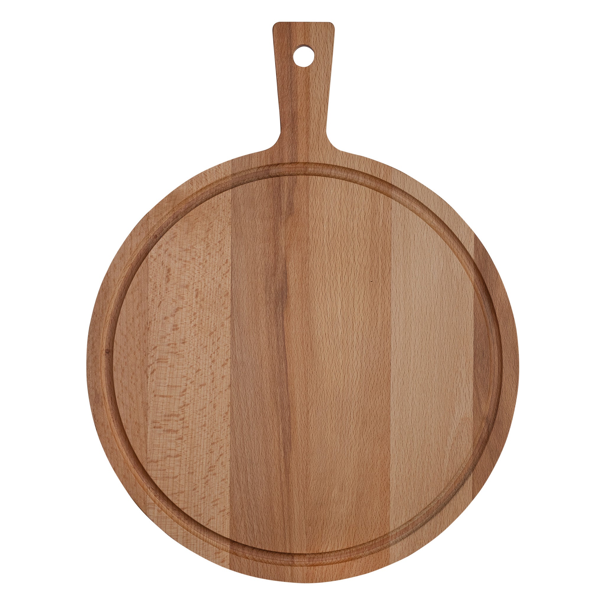Plank rond met handvat en sapgeul beuken 31 cm ⌀