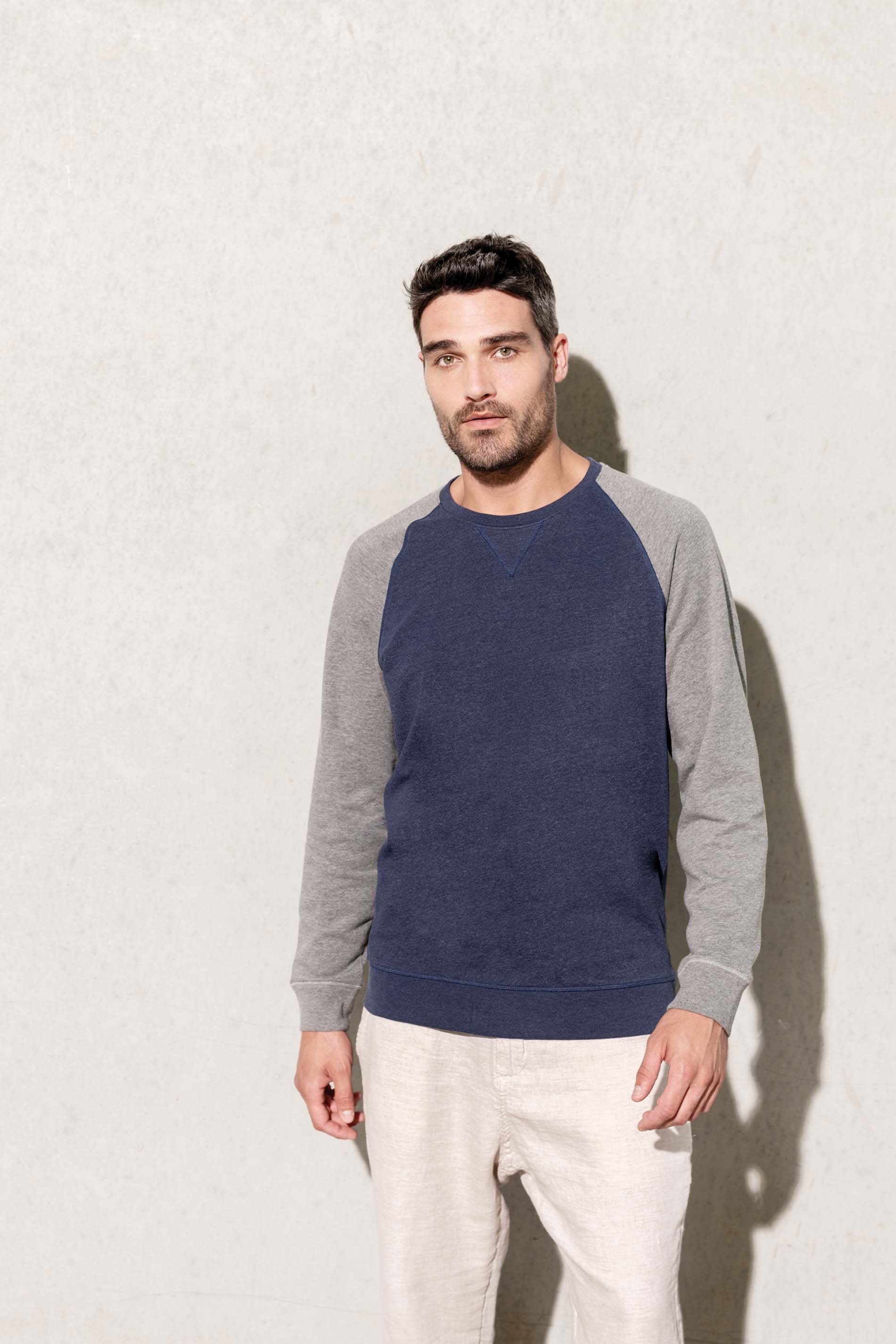 Heren twee-tinten organische raglan mouw sweatshirt - Lille