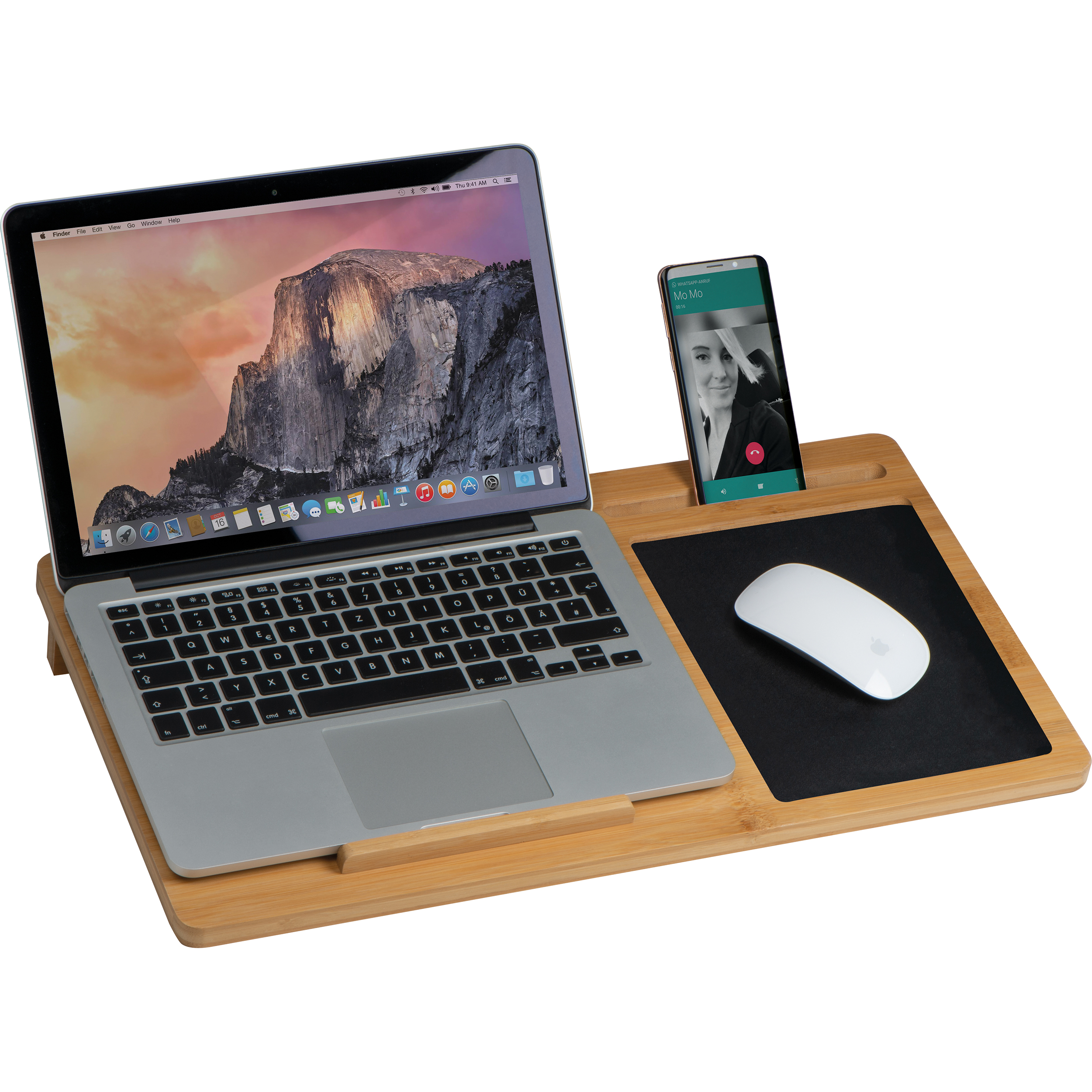 Bamboe Laptop Dienblad Met Muismat En Telefoonhouder - Boechout