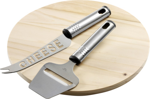 Houten kaasplank met mes en snijder - Ichtegem