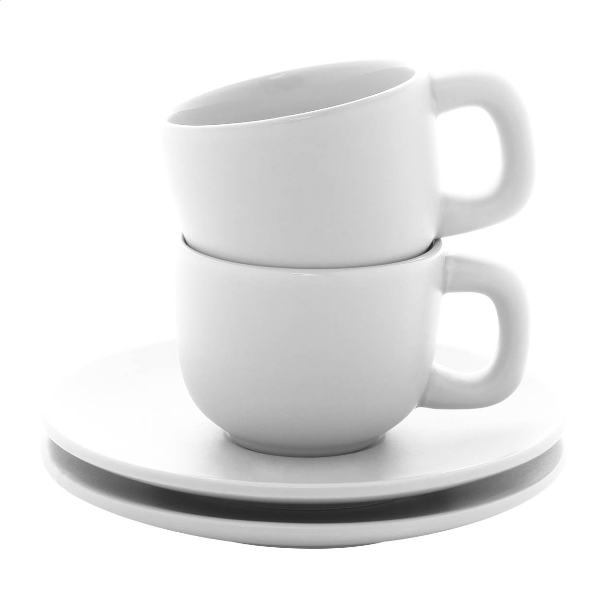Caturra keramische espressoset met 2 kopjes en schoteltjes, logo bedrukken met logo