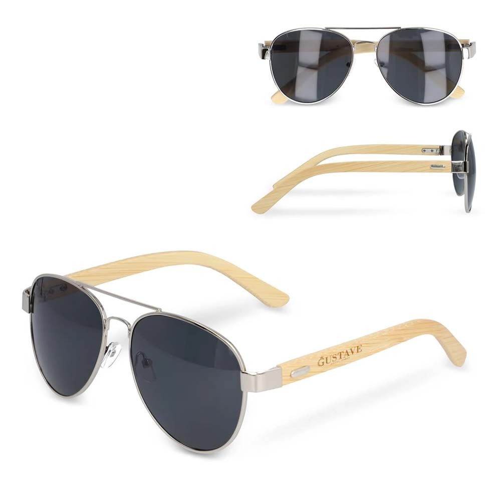 Bamboe Aviator Zonnebril - Holsbeek bedrukken met logo