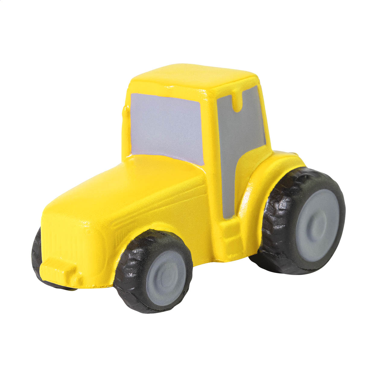 FarmCalm antistressbal in de vorm van een tractor van PU-schuim met logo bedrukken met logo