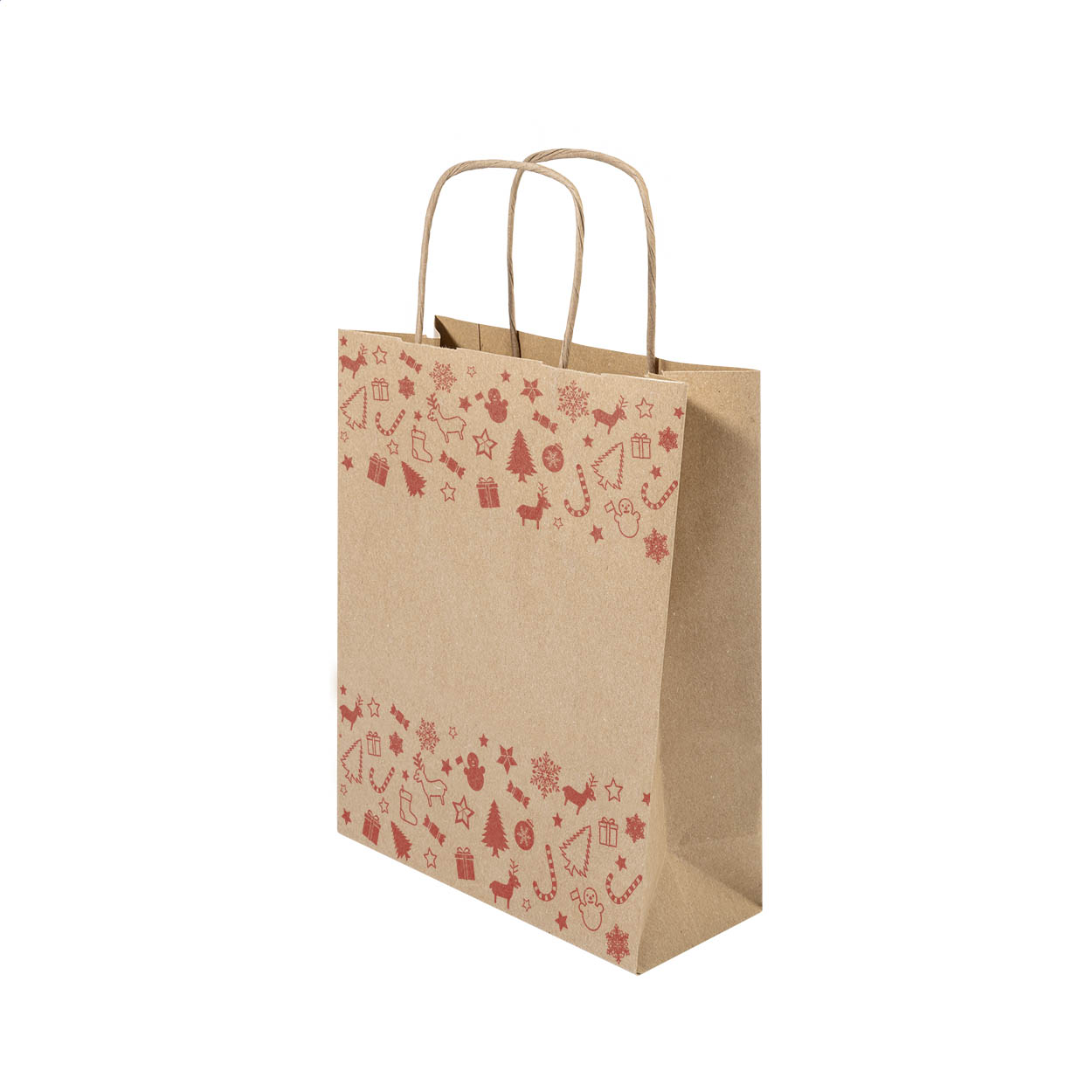 Julegave S kleine kerstgeschenktas van kraftpapier 90 g/m² met logo