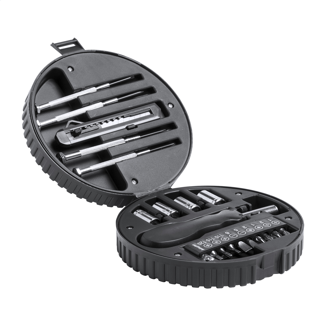 Gereedschapsset met wielvormige koffer - Herselt bedrukken met logo