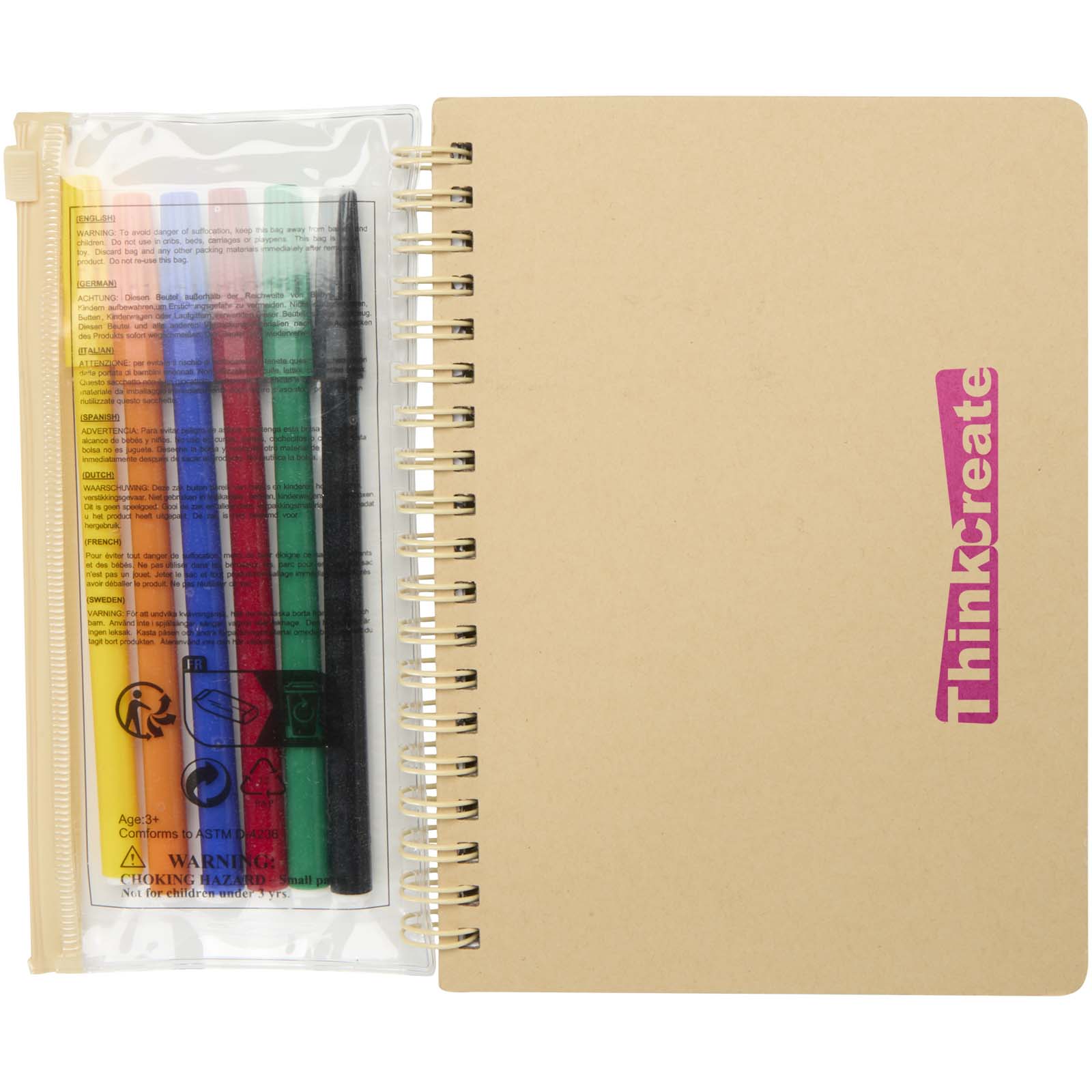 Squiggle B6 notitieboek met harde kaft en stiftenset bedrukken met logo