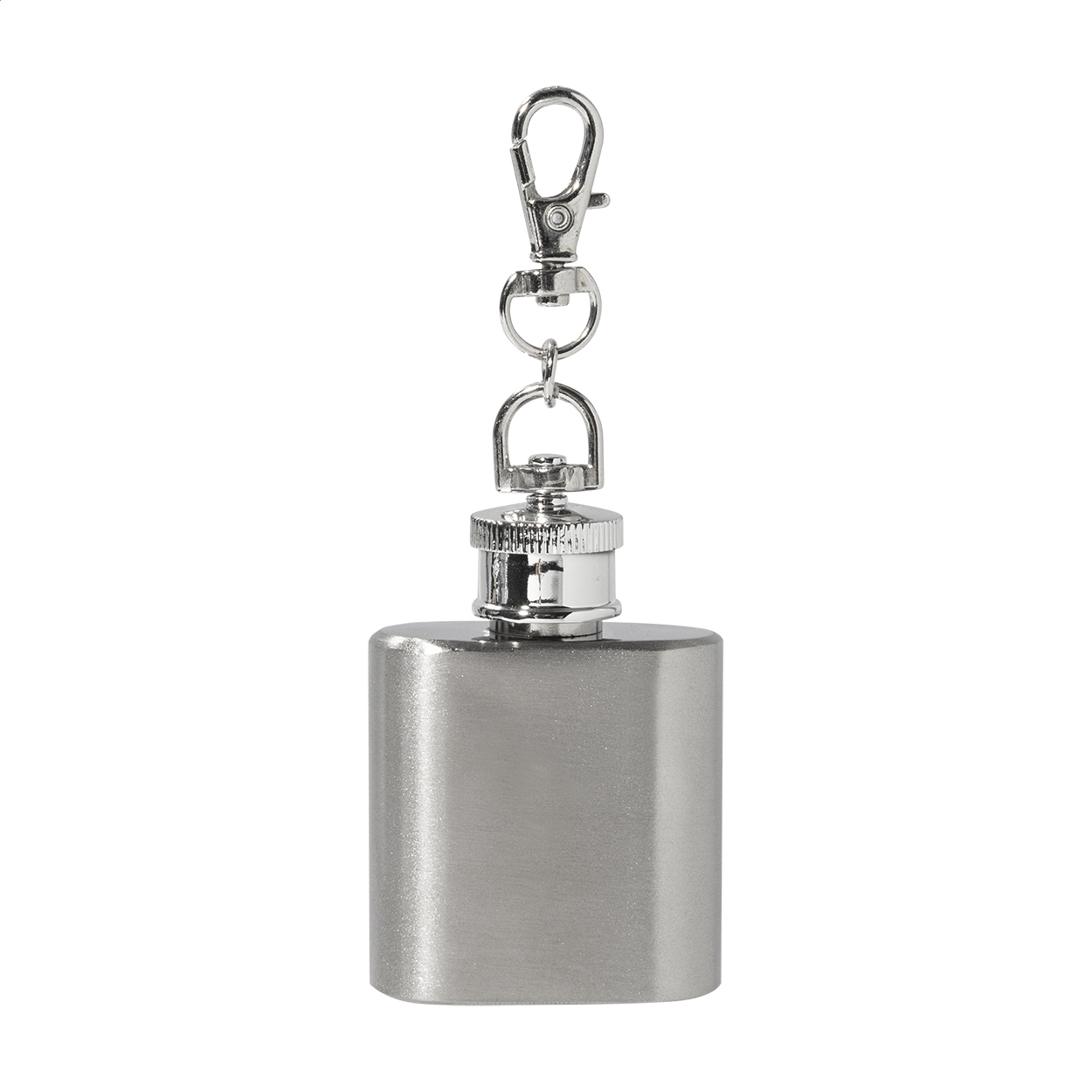 Bering mini heupfles sleutelhanger van gerecycled rvs met logo, 30 ml