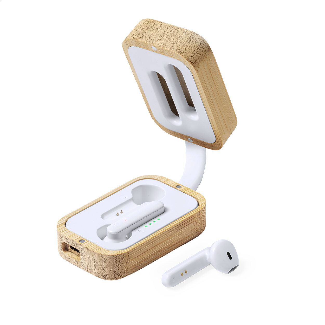 Chorus draadloze oordopjes met bamboe oplaadcase met uw logo bedrukken met logo