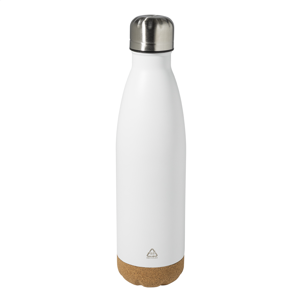 Recouver thermosfles van gerecycled rvs met kurken bodem, 500 ml, met logo