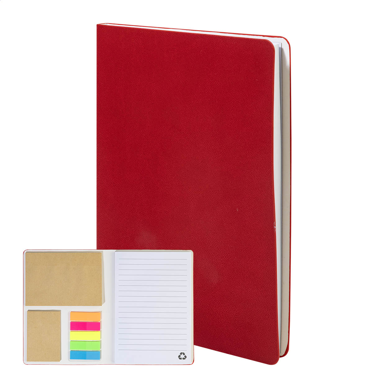 Krappuk B6 notitieboek van gerecycled PU met sticky notes en logo