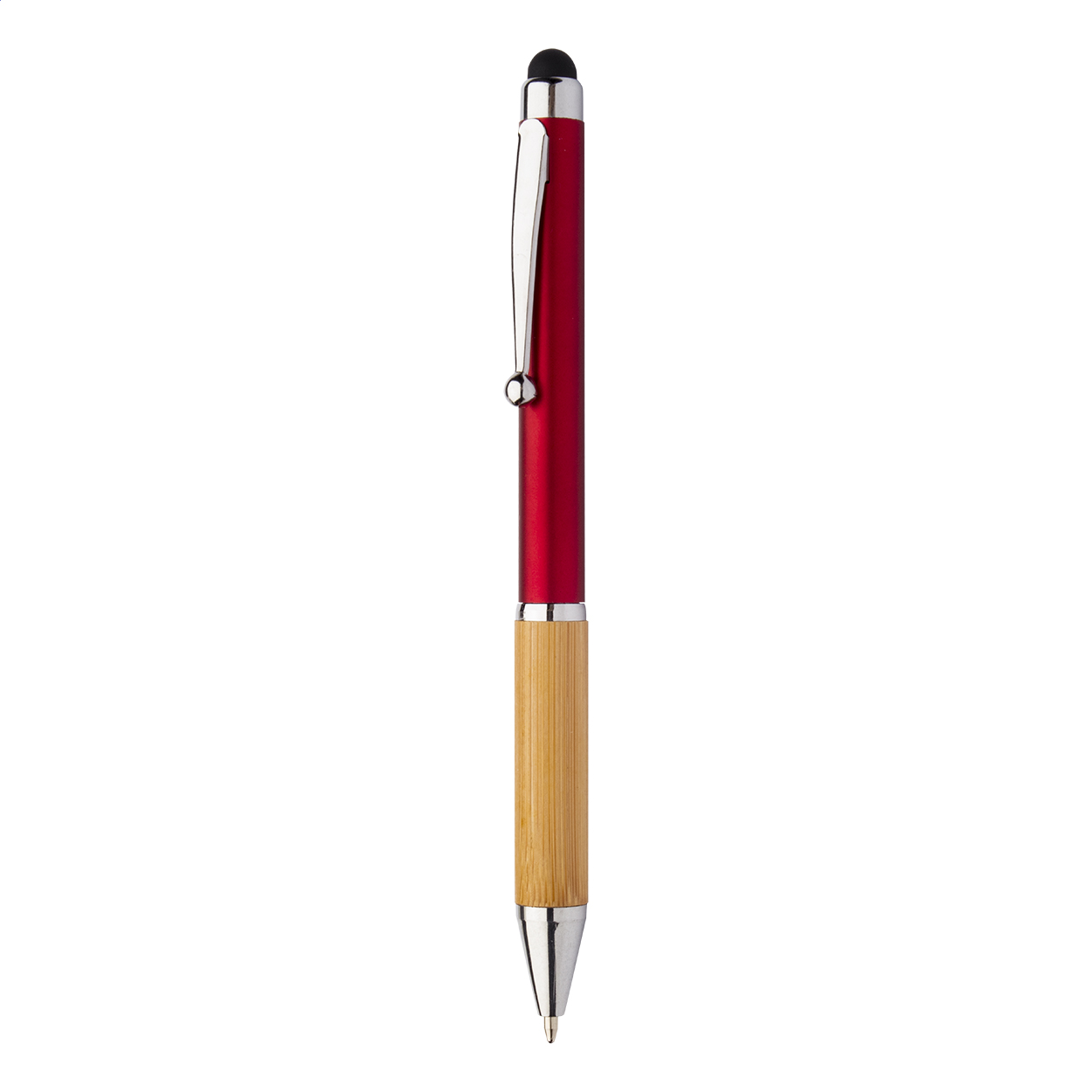 Bollys touch balpen met bamboe grip en metallic schacht, bedrukt met logo bedrukken met logo