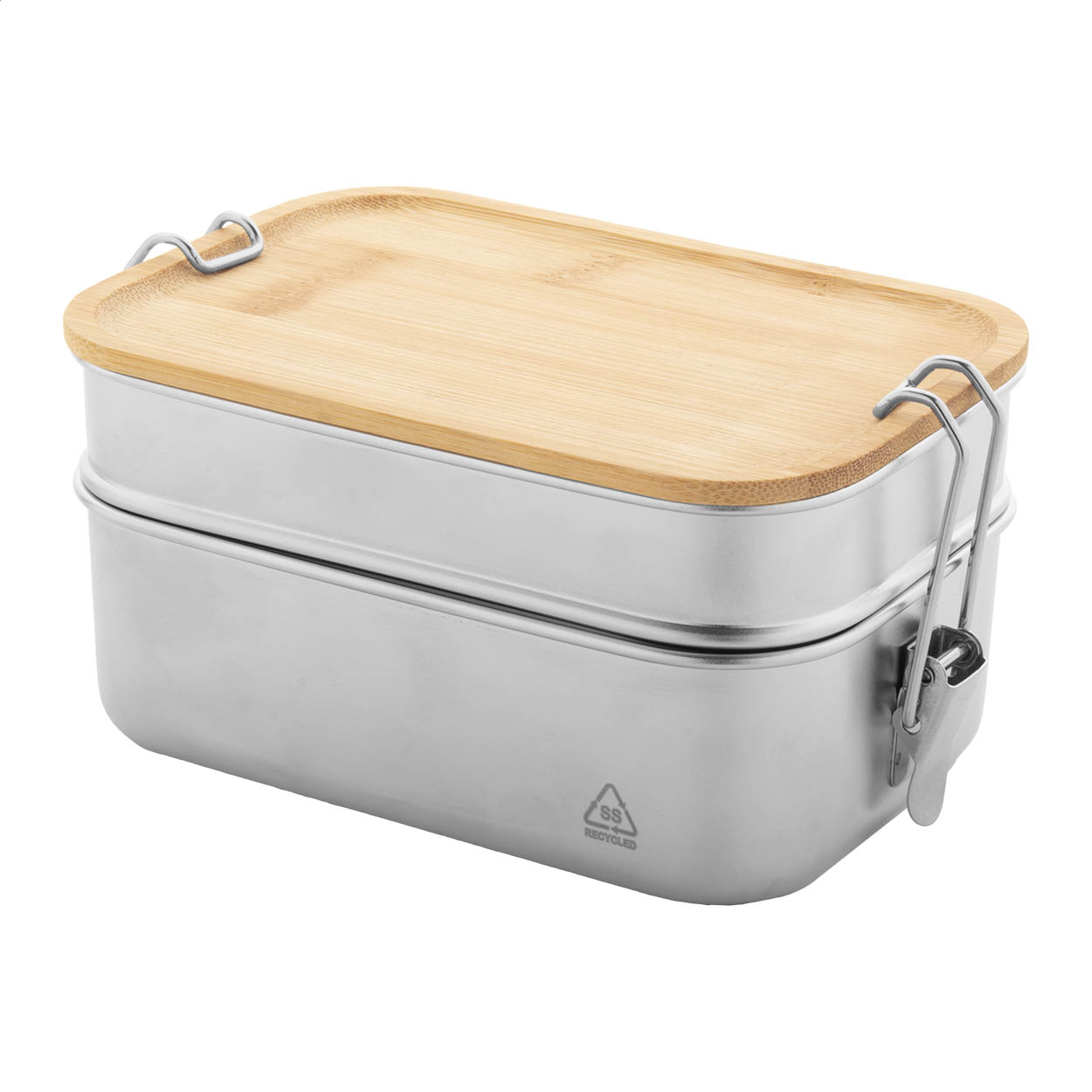 Kotetsu lunchbox van gerecycled rvs met 2 compartimenten en logo
