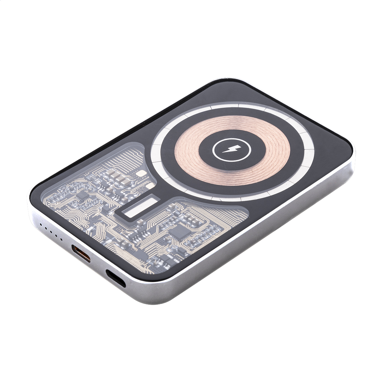 RaluSee magnetische powerbank van gerecycled aluminium, 5000 mAh, met logo