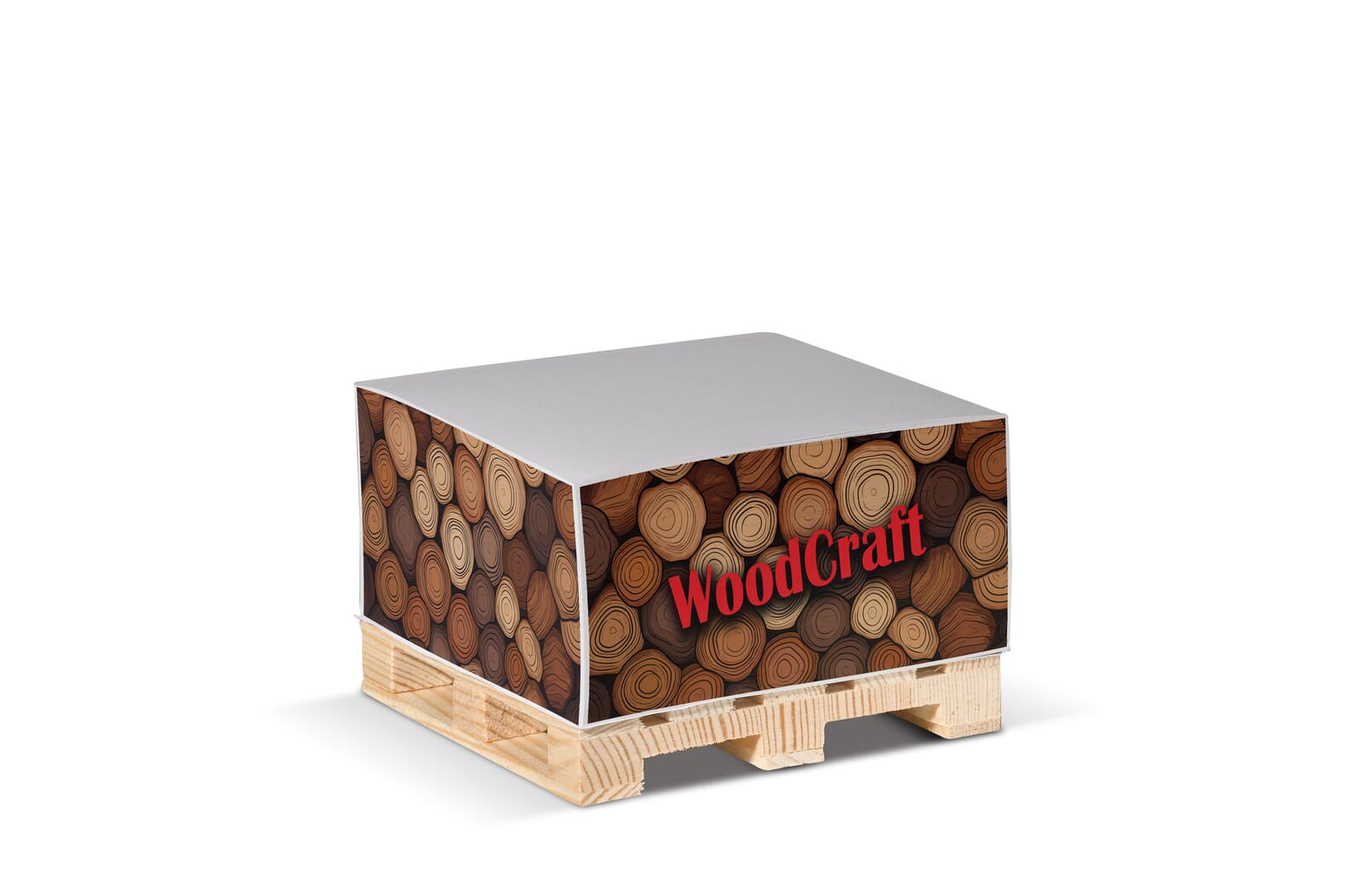 Bloc cube 10x10x5cm FSC et palette en bois