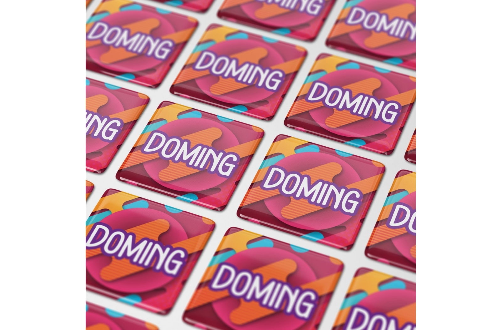Vierkante Doming Sticker 30x30 mm - Harelbeke