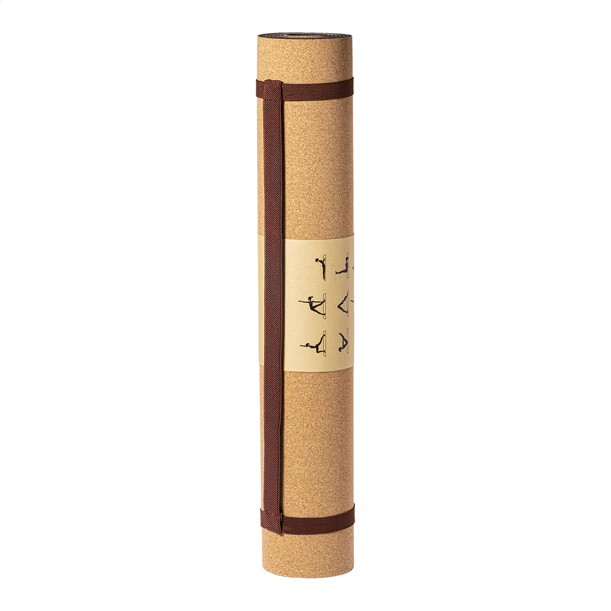 Ashta yogamat van natuurkurk met draagriem, bedrukt met uw logo