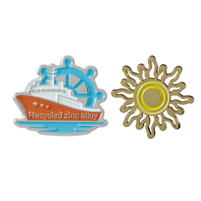 Op maat gemaakte herbruikbare zinklegering reversspeld - Duffel bedrukken met logo