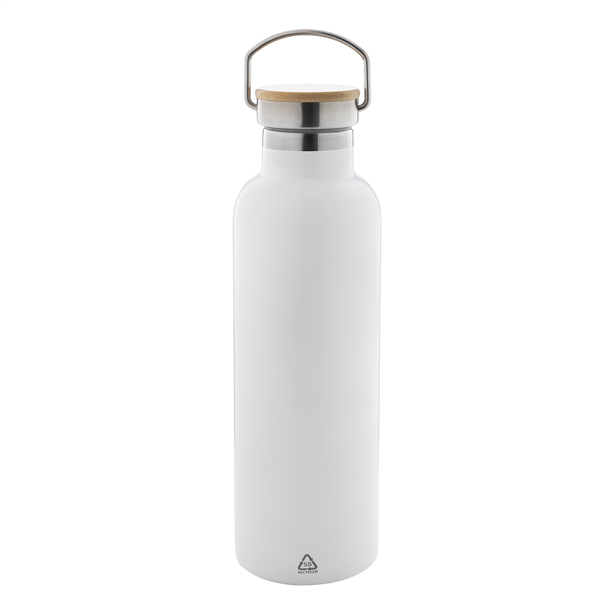 Renaslu L thermosfles van gerecycled rvs met bamboe dop, 750 ml, met logo
