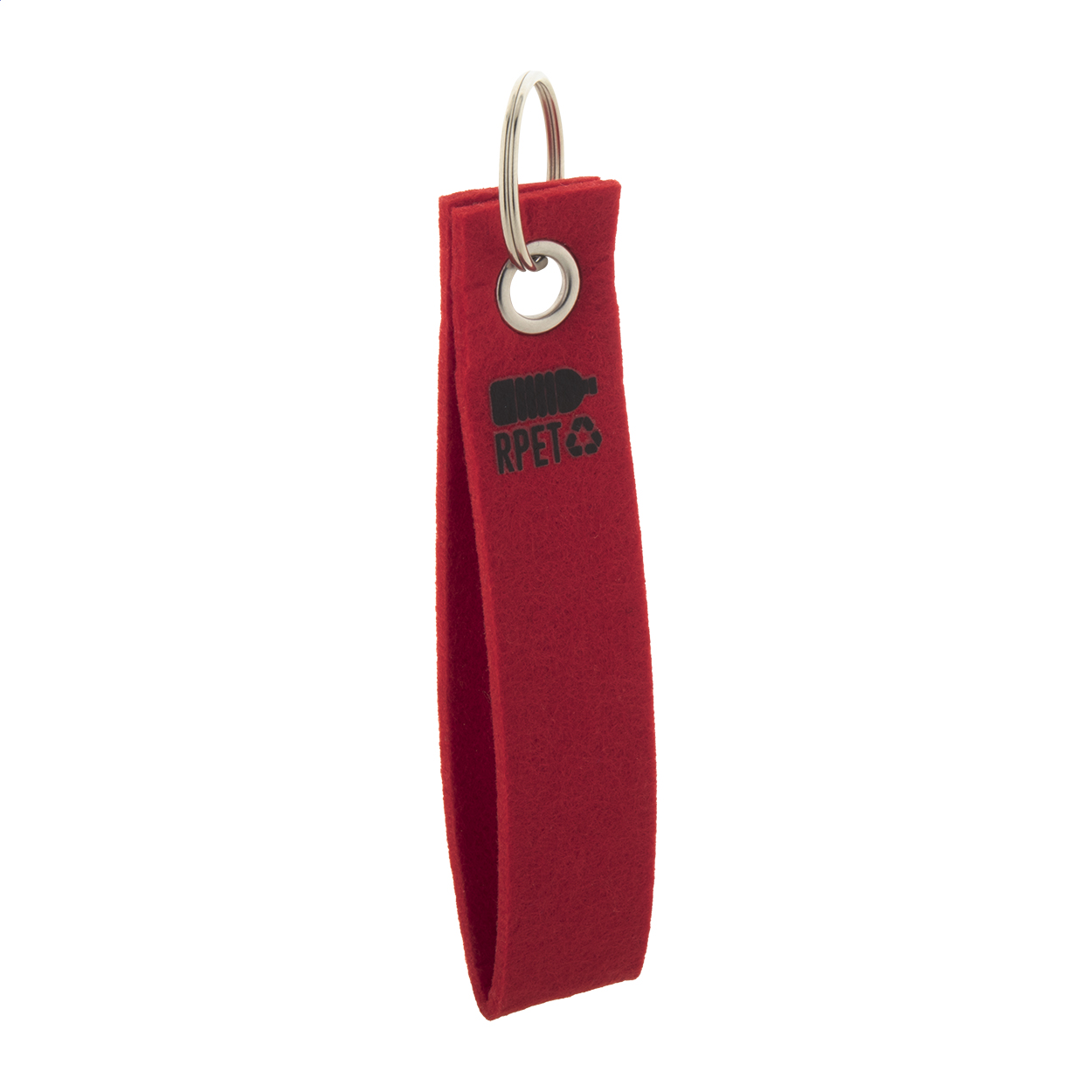 Refek sleutelhanger van RPET-vilt met metalen ring en logo