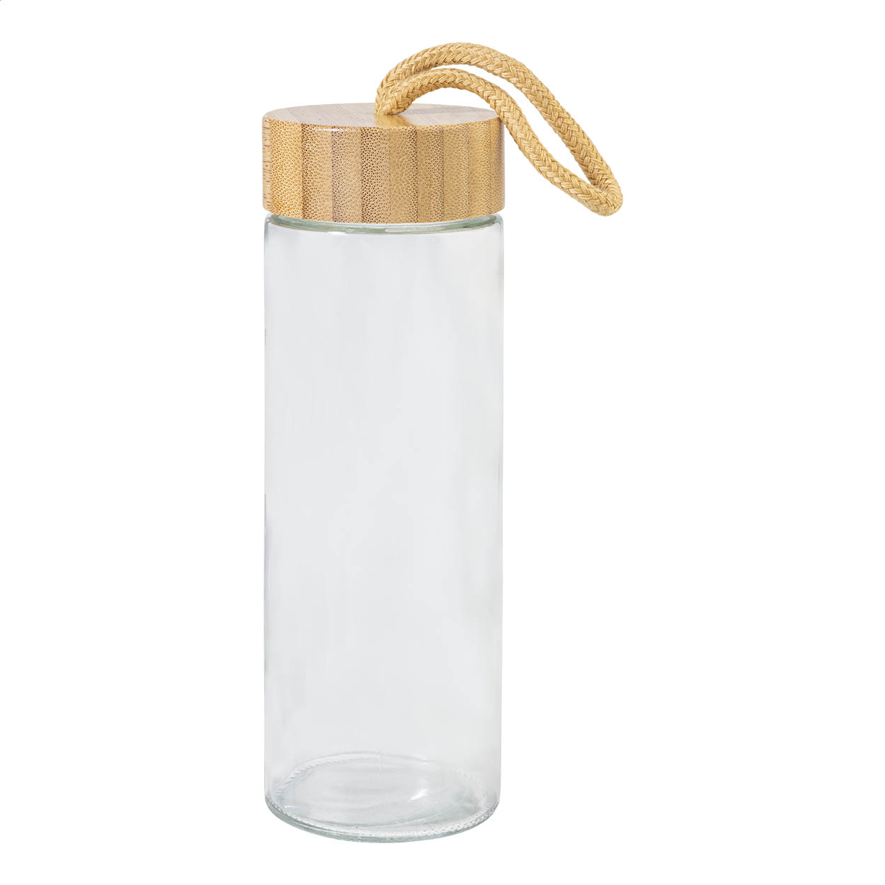 Lobamba drinkfles van glas met bamboe dop, 430 ml, met uw logo bedrukken met logo