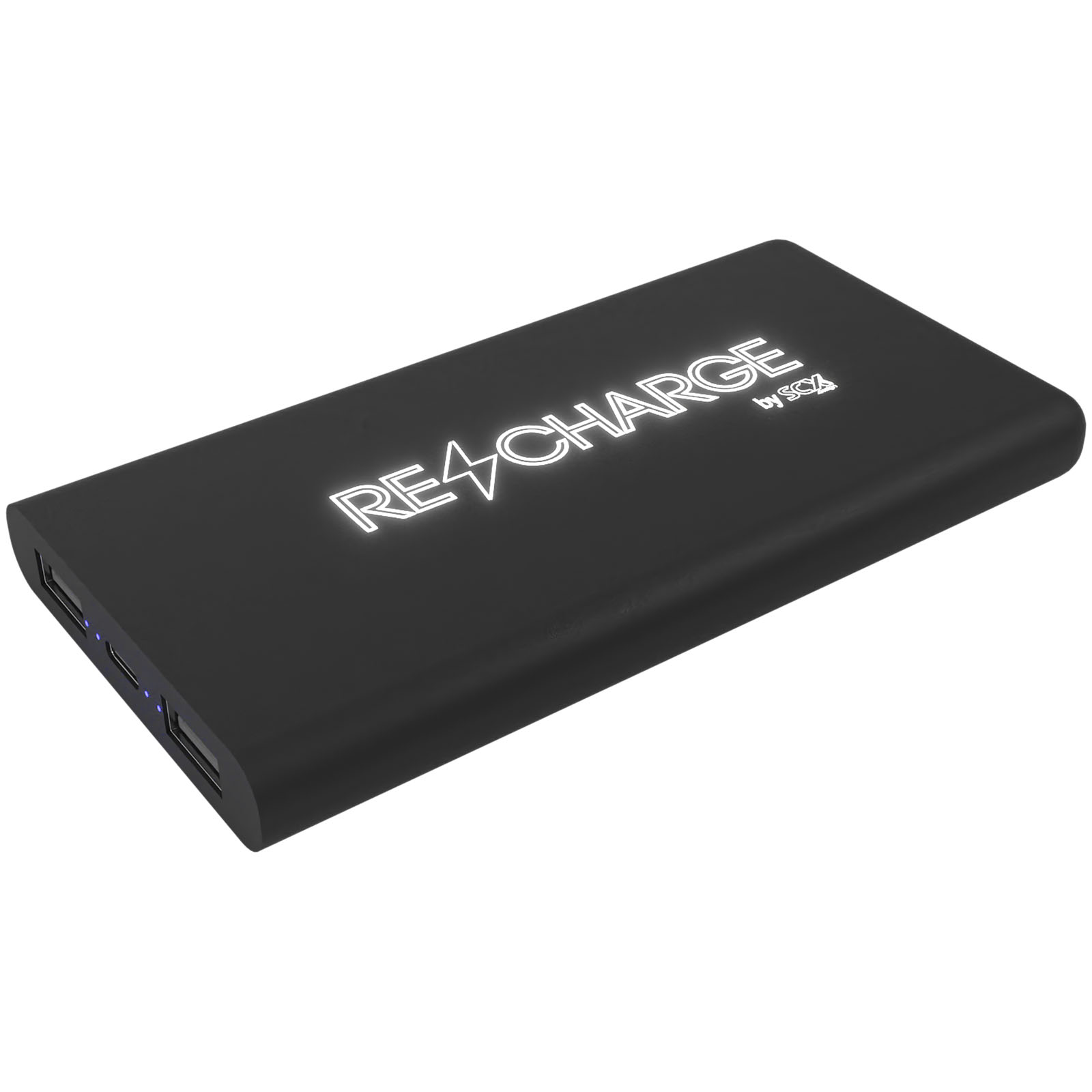 Lichtgevende draadloze rubberen powerbank 10.000 mAh - Haaltert