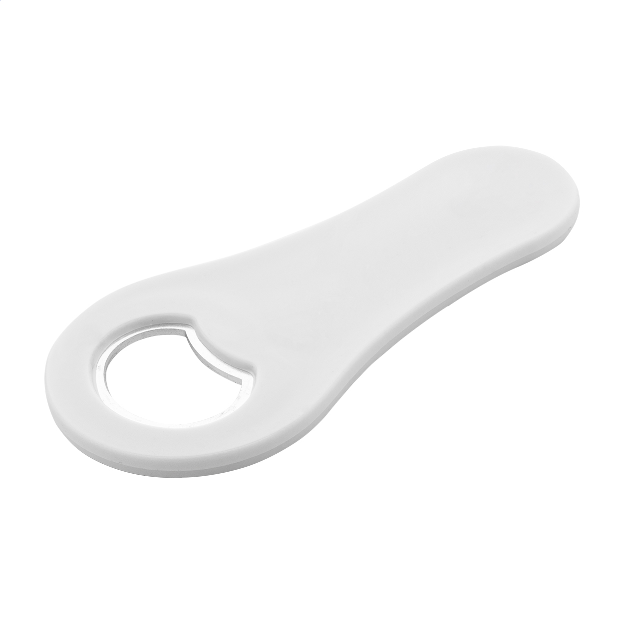 Swirl flesopener van gerecycled ABS met koelkastmagneet en logo