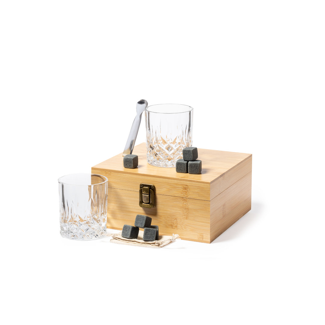 Whisky Set in Bamboe Koffer - Kasterlee