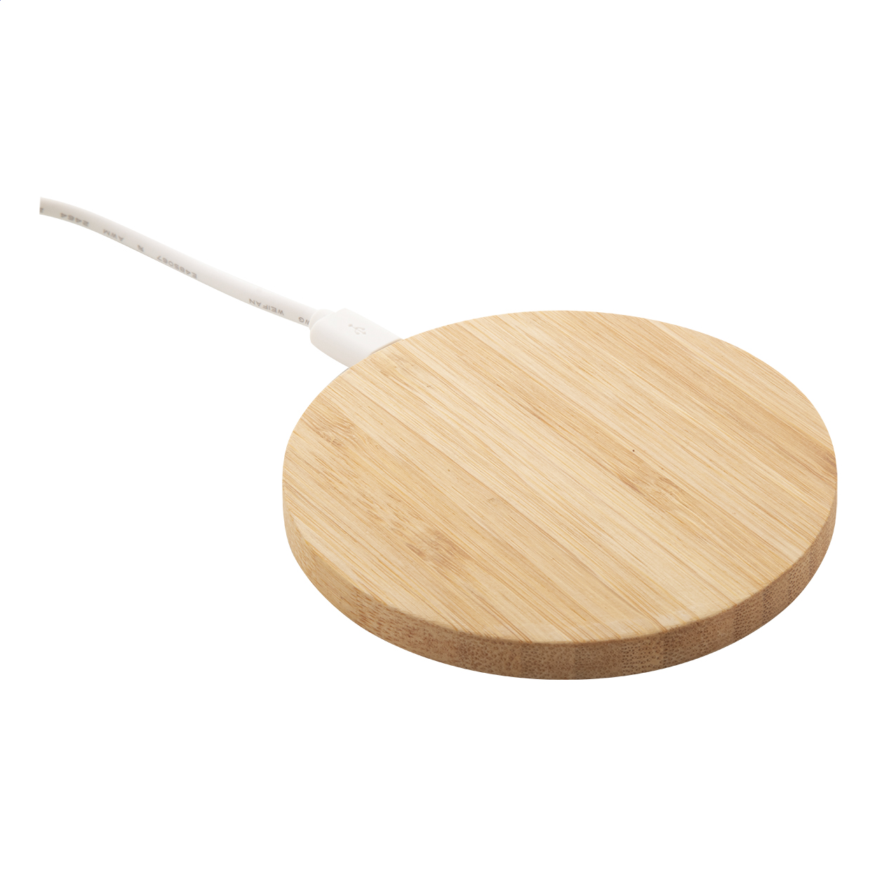 Wirbo draadloze oplader 5W in bamboe behuizing met logo bedrukken met logo