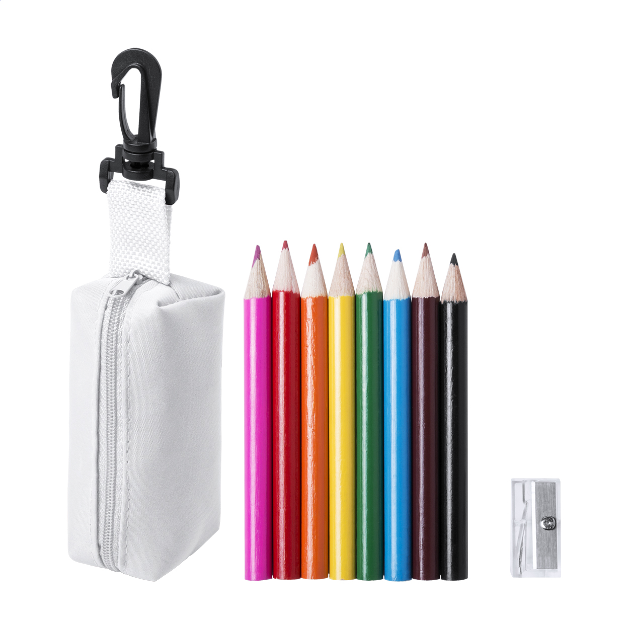 Medina set van 8 kleurpotloden met puntenslijper in etui, met logo bedrukken met logo