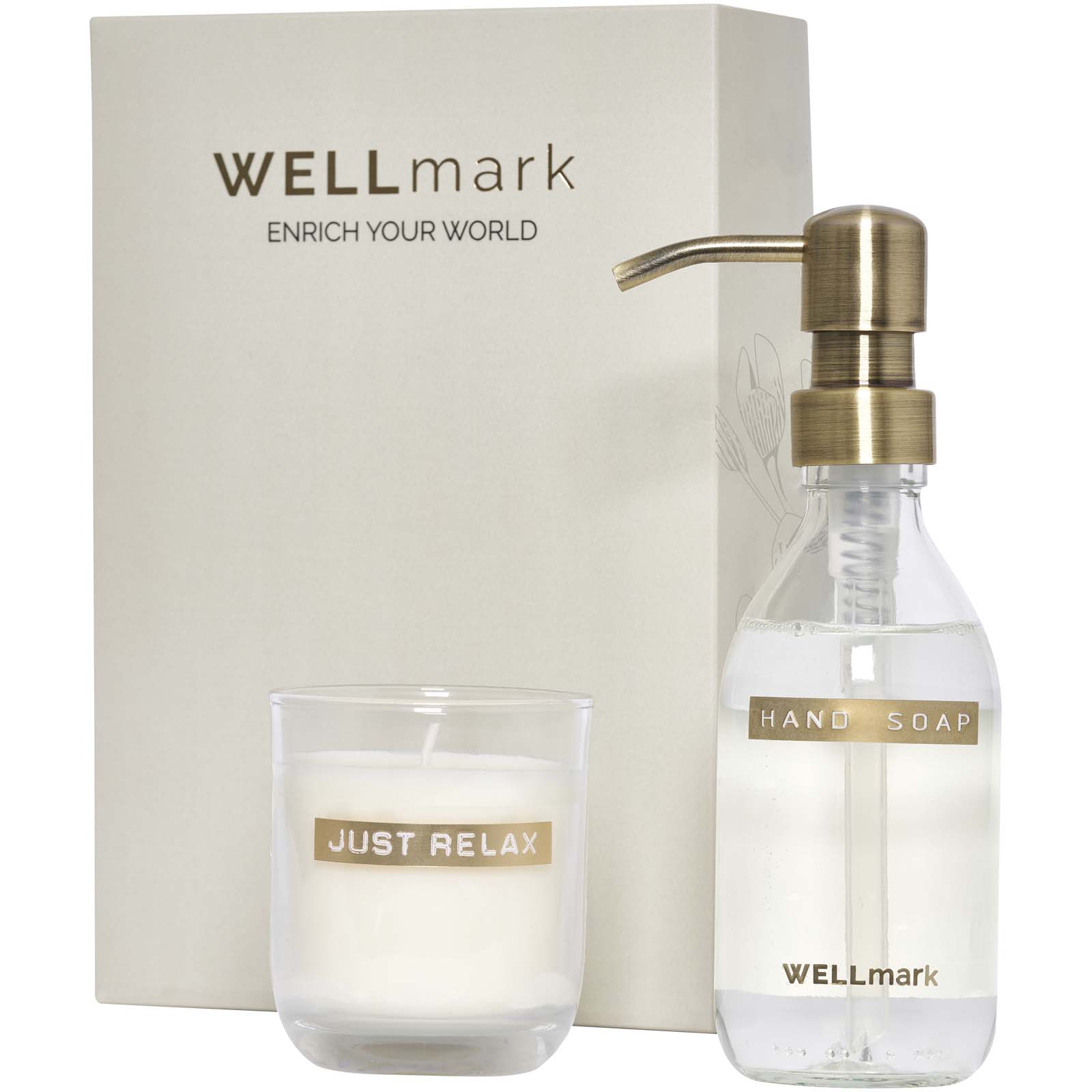 Wellmark Discovery set van 250 ml handzeepdispenser en 150 g geurkaars
