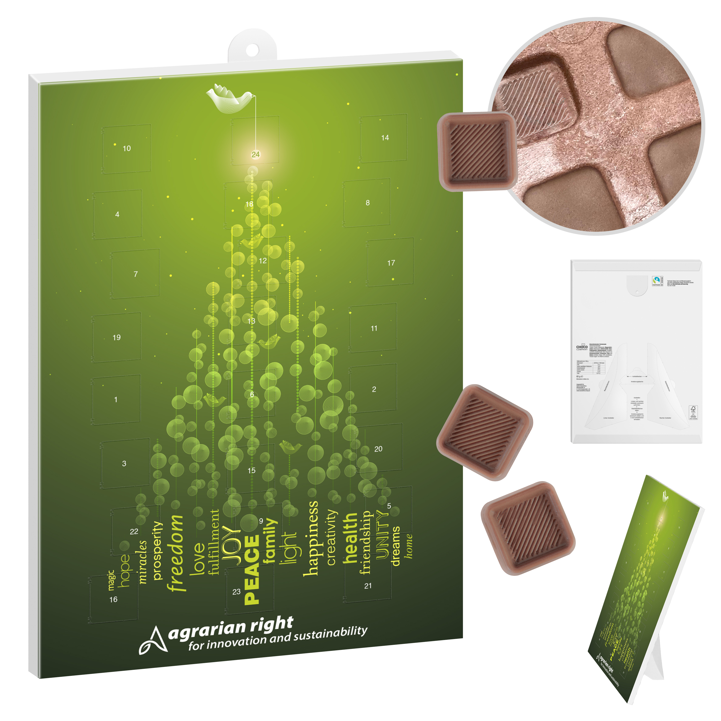 Duurzame Chocolade Adventskalender - Wortegem-Petegem bedrukken met logo