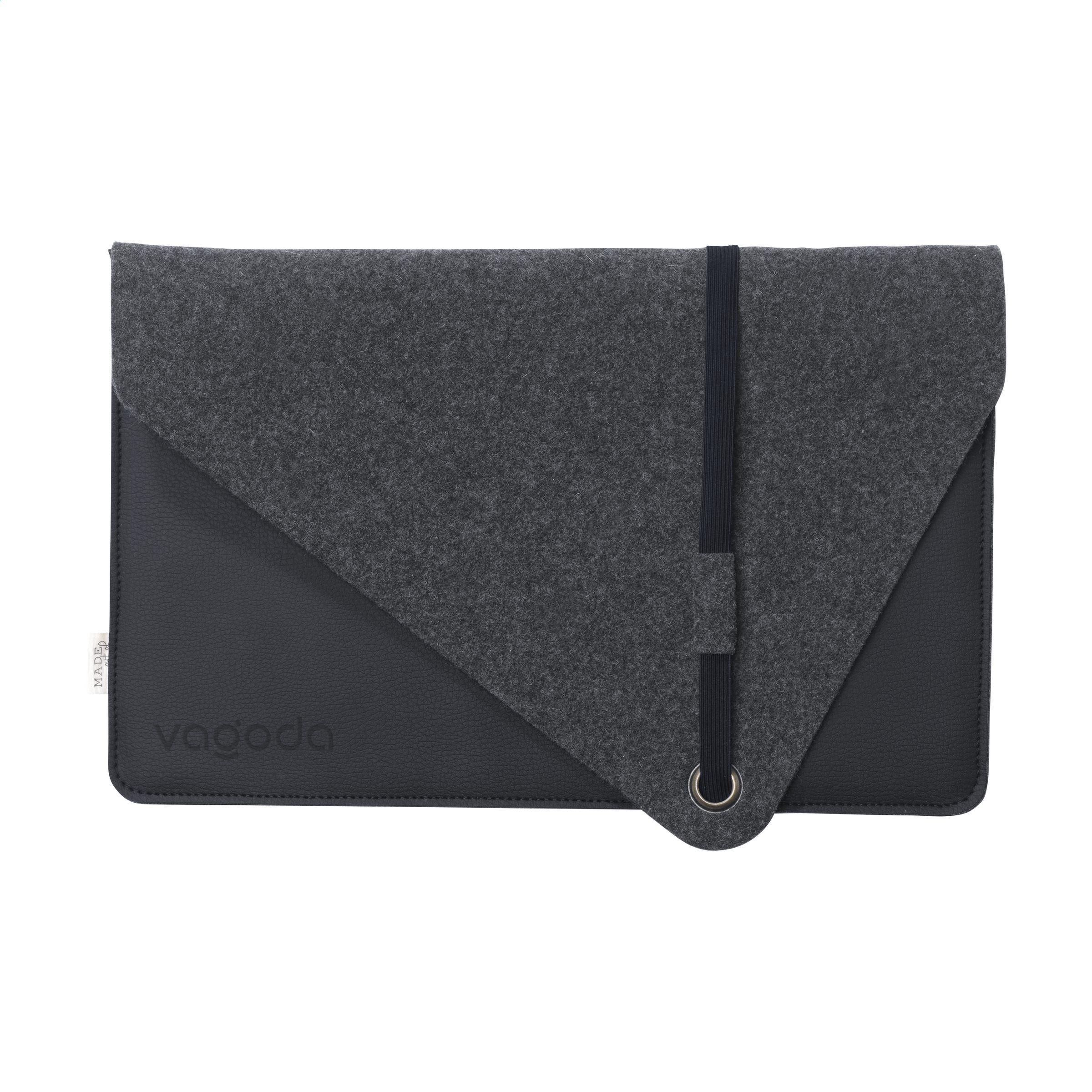 Eco gerecycled vilt & appel leren laptopsleeve 15 inch