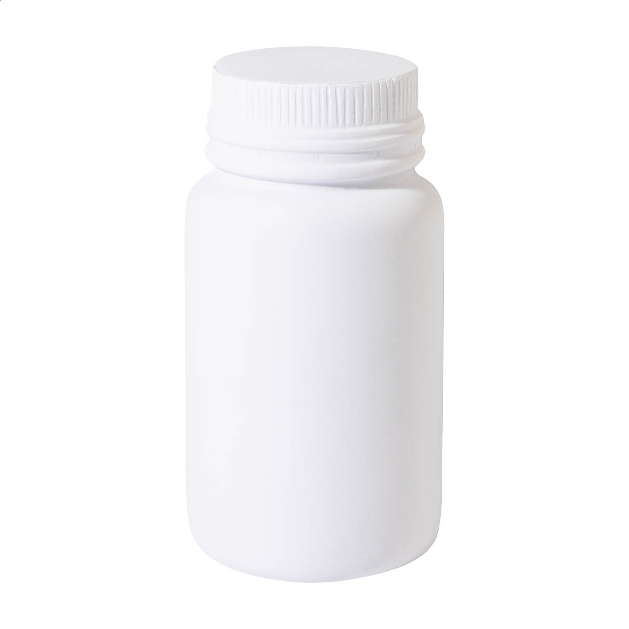 Prescrip antistressbal in de vorm van een medicijnflesje van PU-schuim met logo