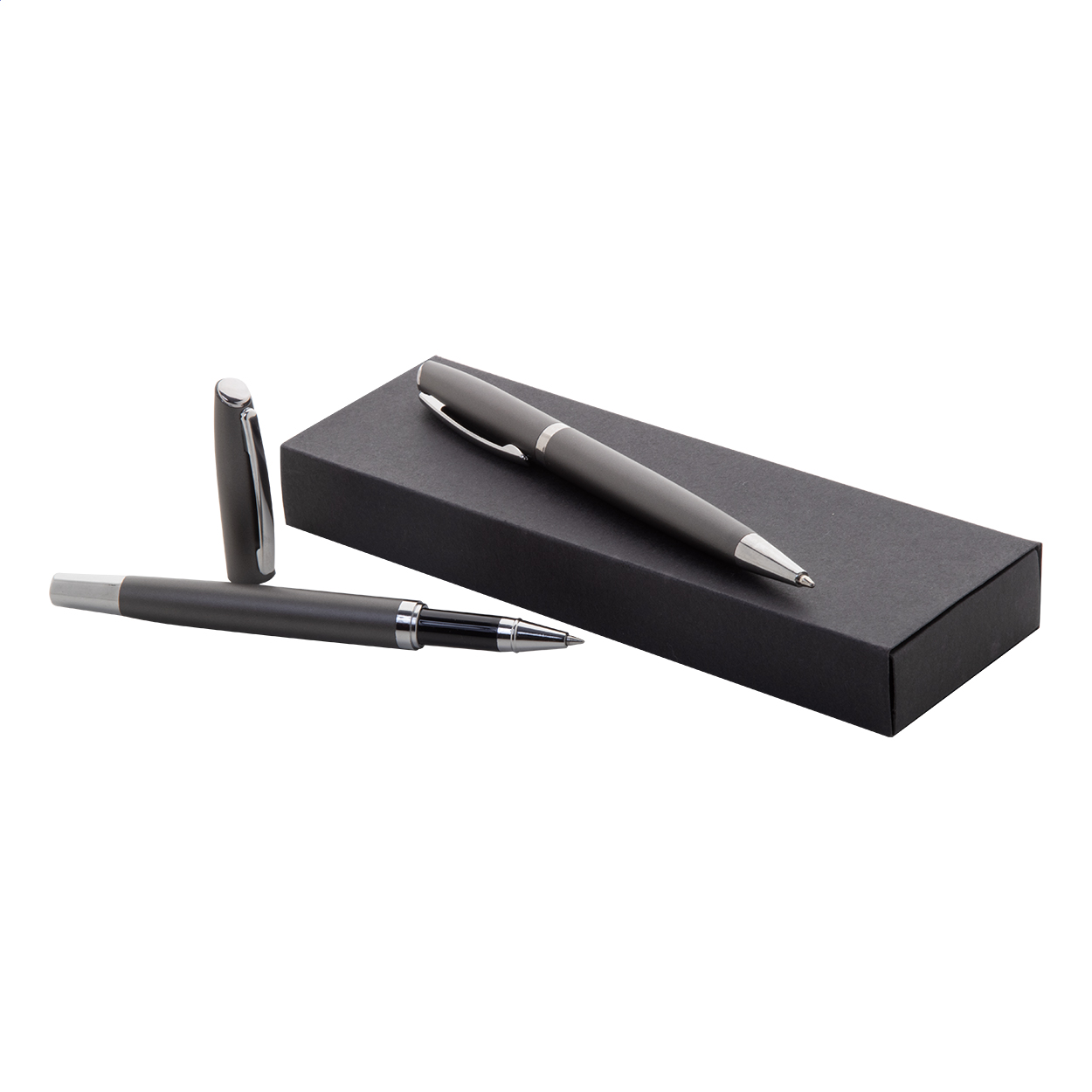 Redivi pennenset van gerecycled aluminium met roller, balpen en logo