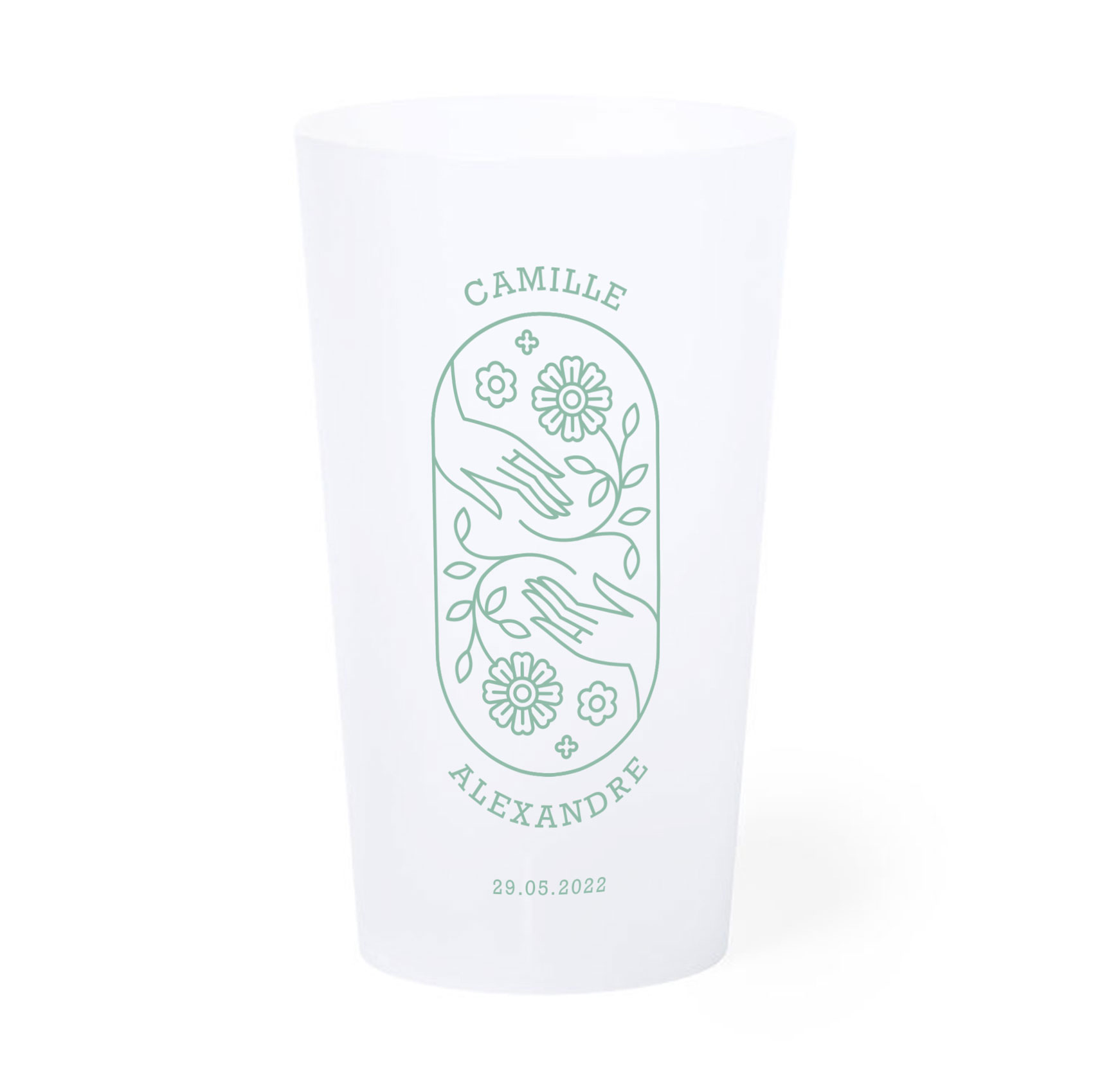 Translucent 33cl personalized cup - Four-color process printing 12.6 cm (Ghost)