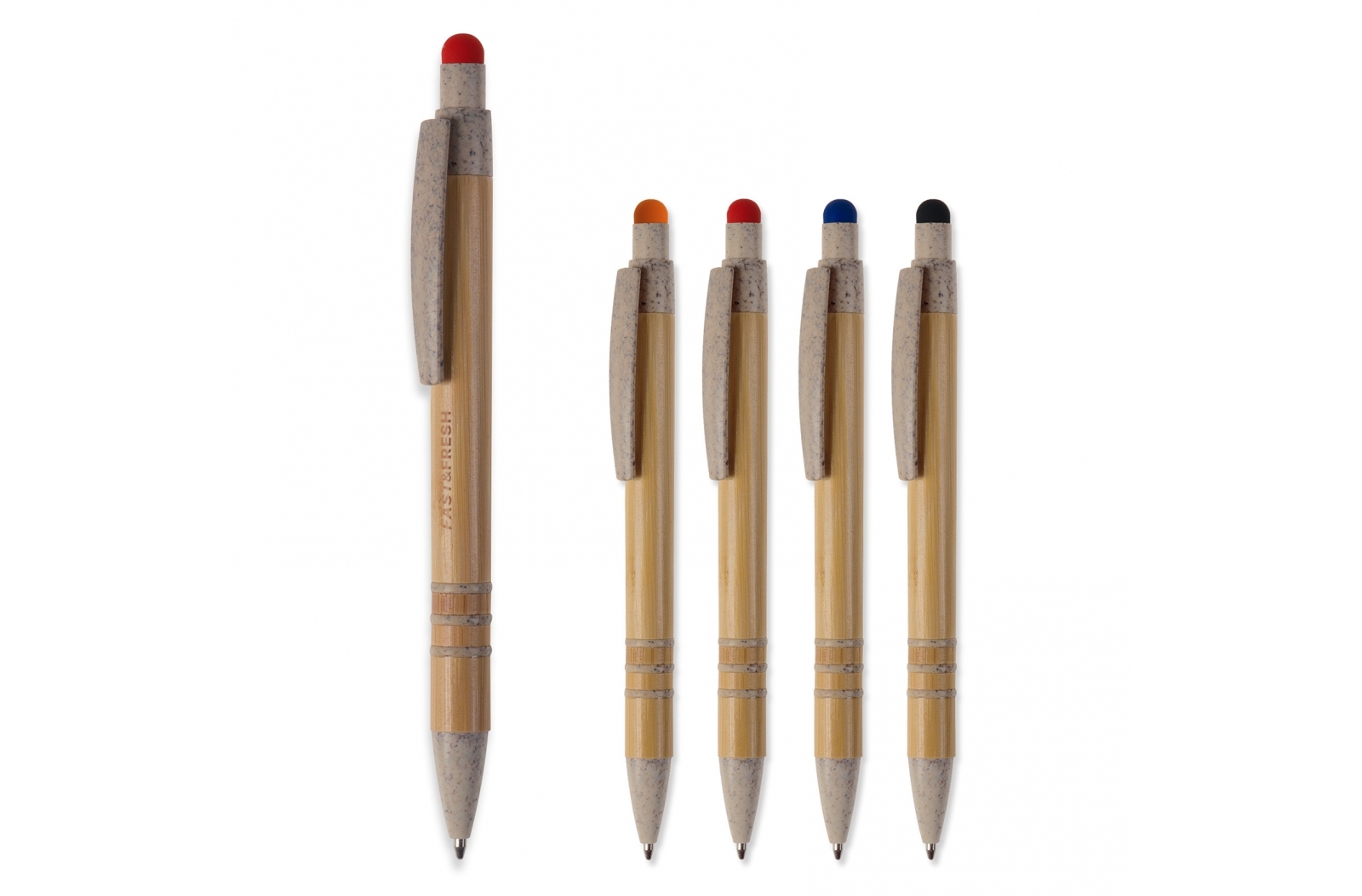 Bamboe en Tarwestro Balpen met Stylus - Ranst