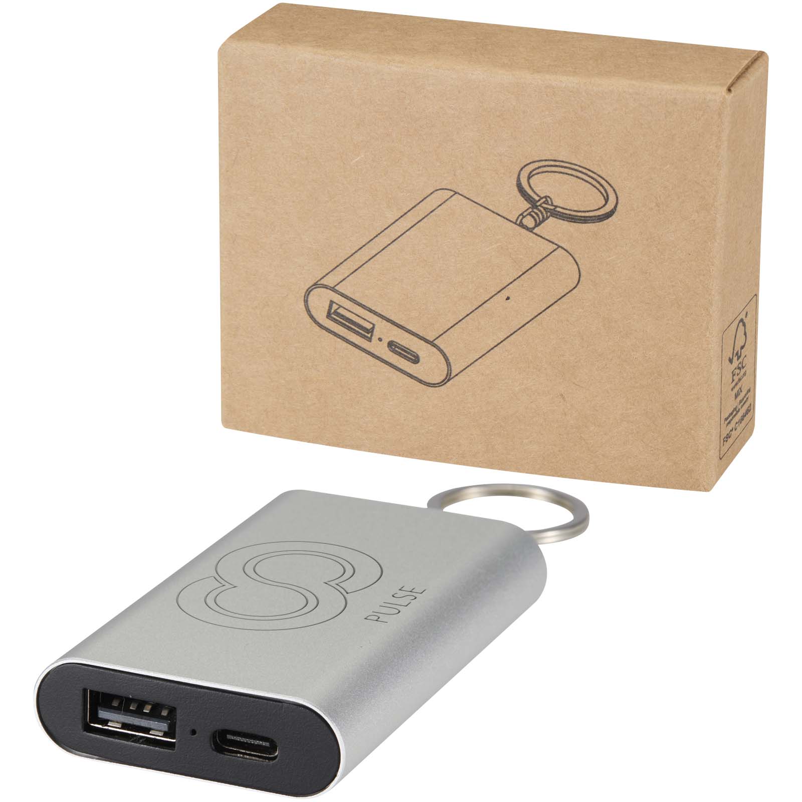 Recycled Aluminium Keychain Power Bank - Lievegem