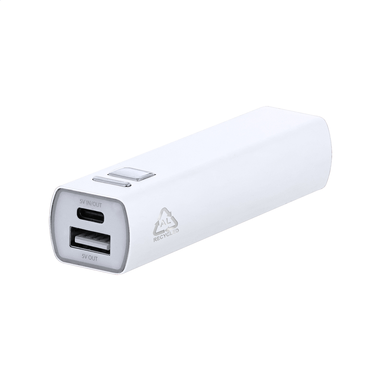 RaluBase powerbank van gerecycled aluminium met 2600 mAh en uw logo