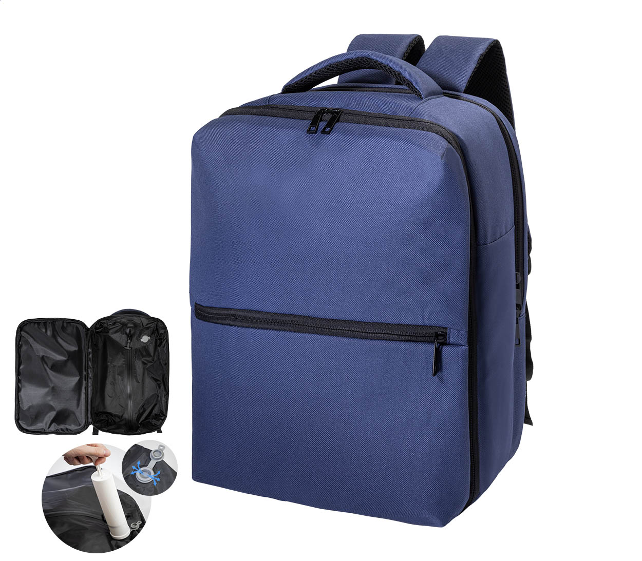 VacuFly RPET handbagage-rugzak met vacuümcompressie en uw logo