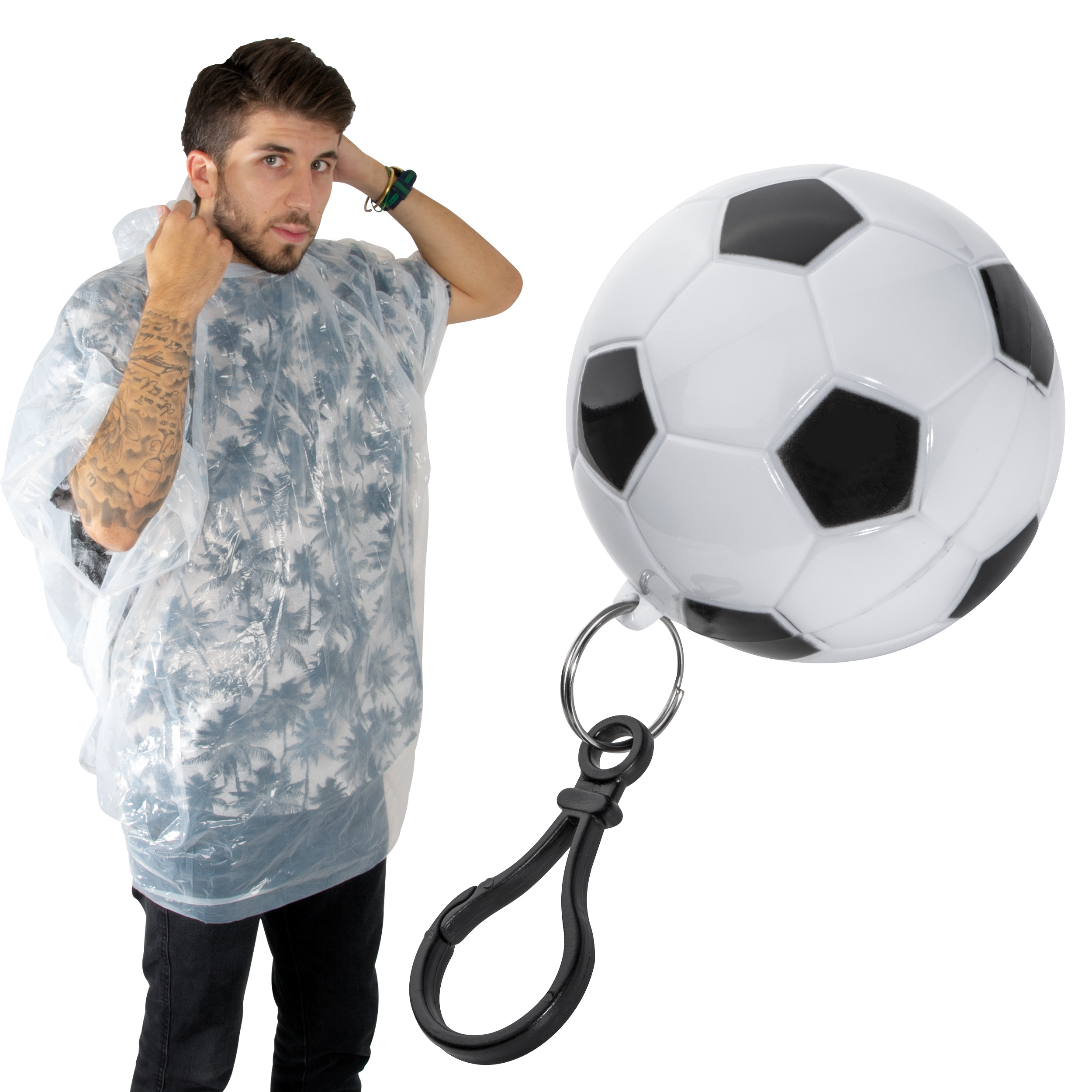 Transparante Regenponcho in Voetbalvormige Tas - Herenthout