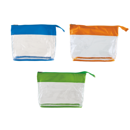 Toilettas Transparant met Gekleurde Band - Meise