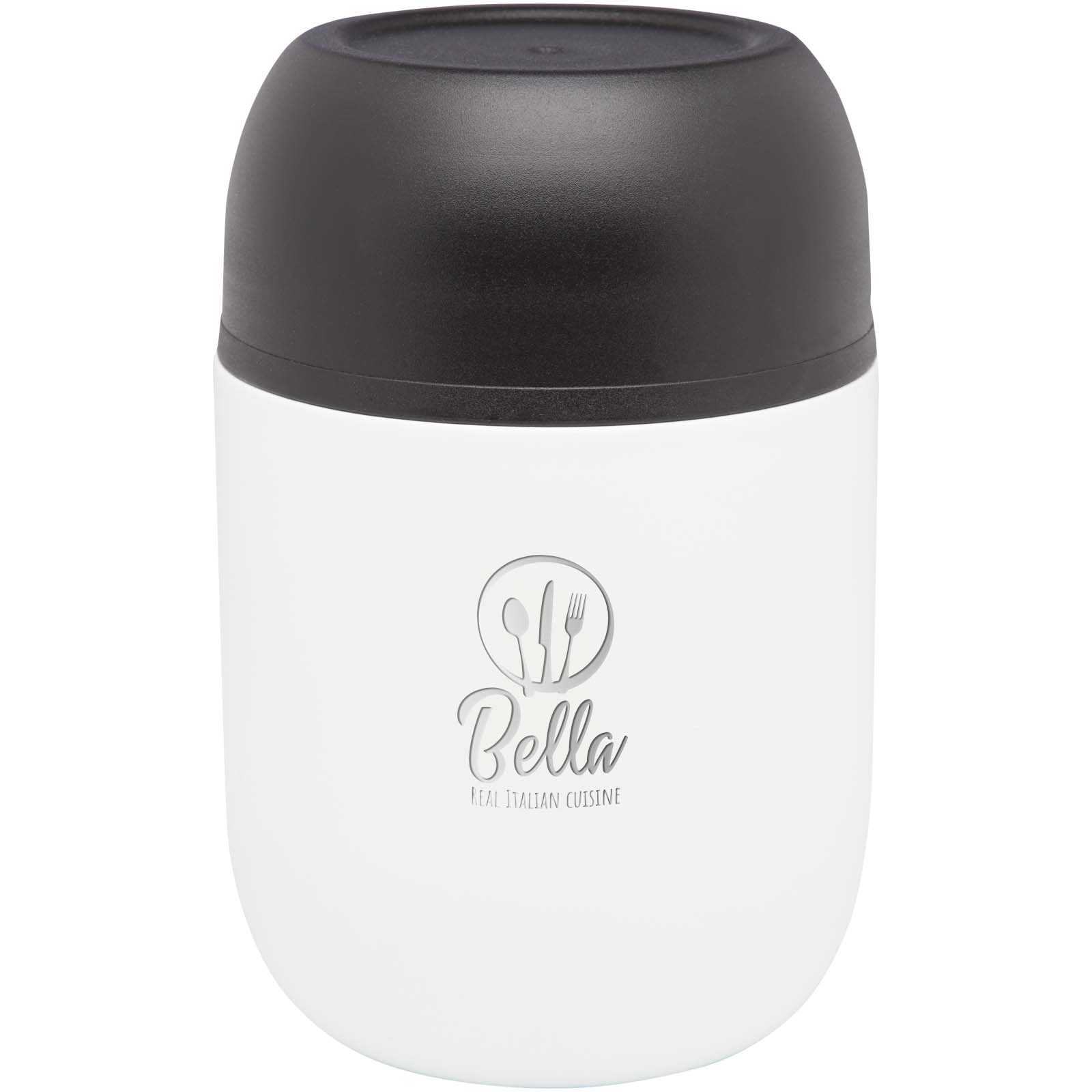 Supo 480 ml lunchpot van gerecycled rvs met opvouwbare lepel, bedrukt met logo bedrukken met logo