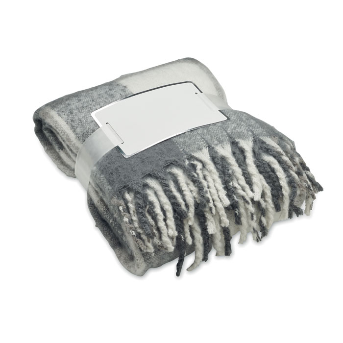 Geruite Mohair Look Deken - Wuustwezel bedrukken met logo